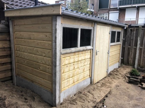 Beton hout combinatie berging Onderhoudsarm - 