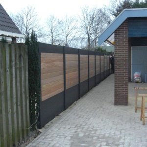 Aluminium schutting combinatie bankirai - 