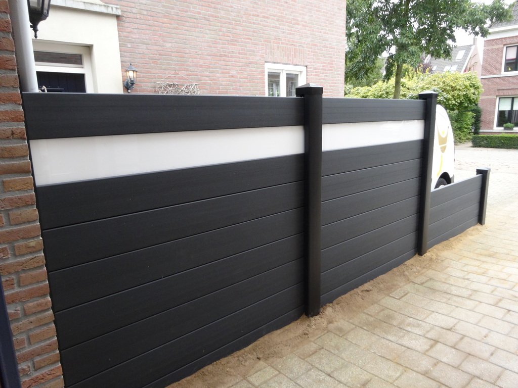 Aluminium kunststof combinatie schutting antraciet grijs midden grijs 2022 |