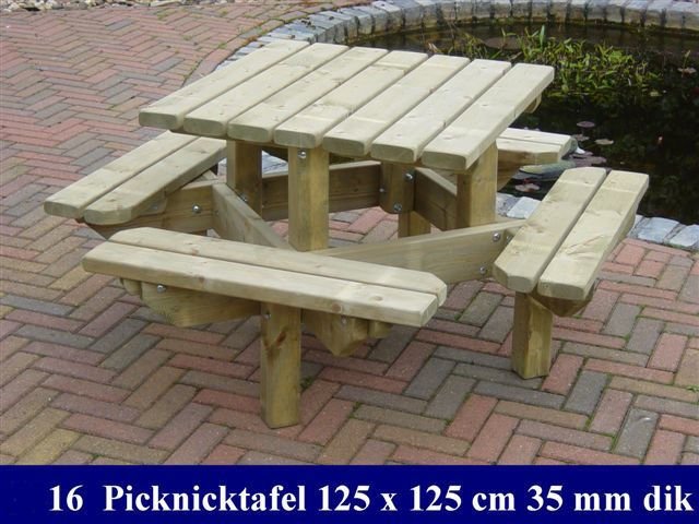 Zegenen Coöperatie Koken Vierkanten houten kinder picknicktafel tuinmeubelen FSC KEUR MERK KOMO KEUR  | SBNBouw.nl