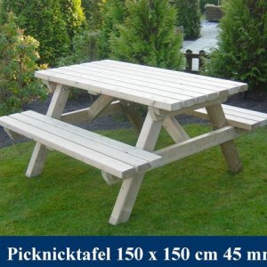 Vierkanten Houten Picknicktafel Tuinmeubelen FSC KEURMERK KOMO KEURMERK  - 
