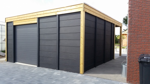 Garage beton systeem bouw in glad beton systeembouw verhoogd plat dak  - 