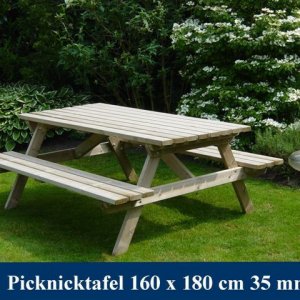 Middel grote houten picknicktafel Tuinmeubelen FSC KEURMERK KOMO KEURMERK  - 
