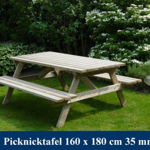 Middel grote houten picknicktafel Tuinmeubelen FSC KEURMERK KOMO KEURMERK 2024 - 