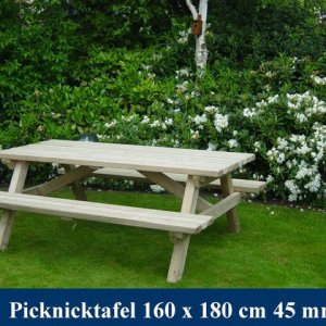 Middel grote houten picknicktafel Tuinmeubelen Fsc keurmerk Komo keurmerk 2024 - 