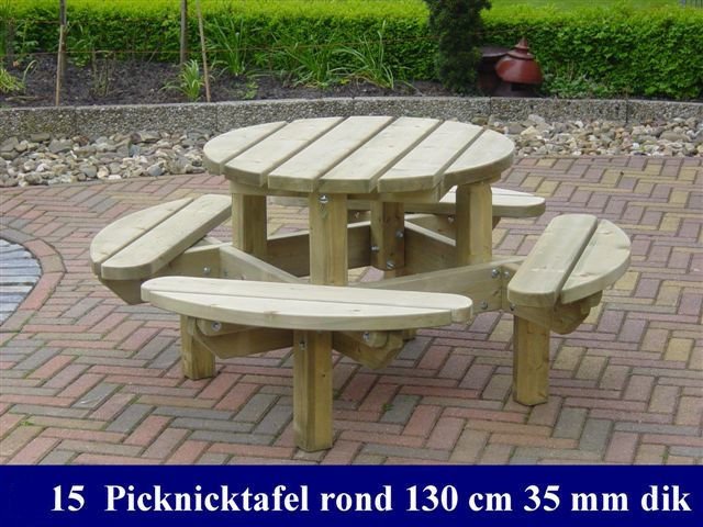 Houten ronde kinder-picknicktafel Ø 130cm |