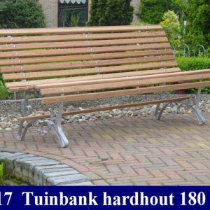 Tuinbank hardhout ergonomisch model blank stalen onderstel 2023 - 