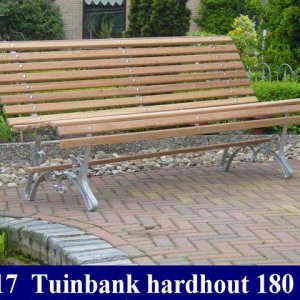 Tuinbank hardhout ergonomisch model blank stalen onderstel 2024 - 